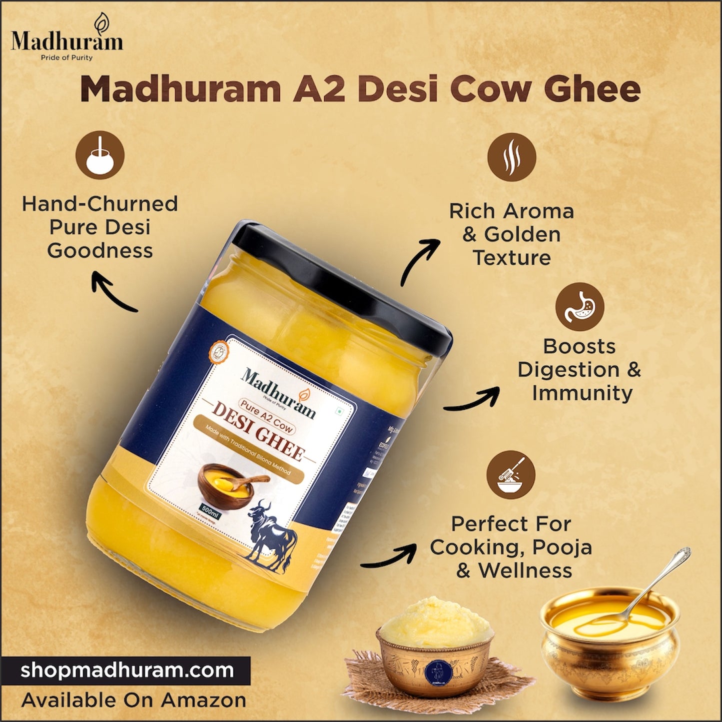 Madhuram A2 Bilona Cow Ghee | Pure Desi Ghee