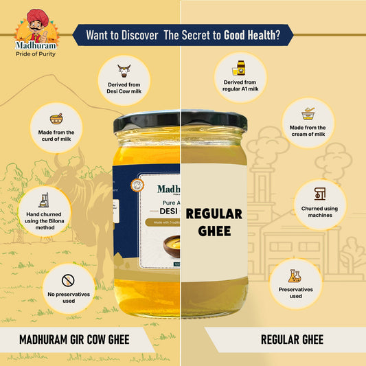 A2 Pure Desi Cow Ghee & Black Mustard Oil Combo - MADHURAM