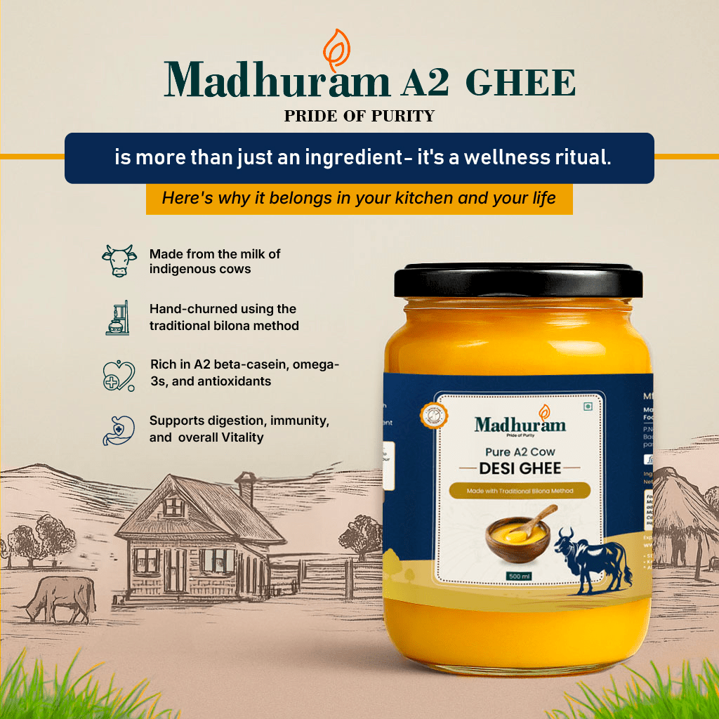 A2 Pure Desi Cow Ghee & Black Mustard Oil Combo - MADHURAM
