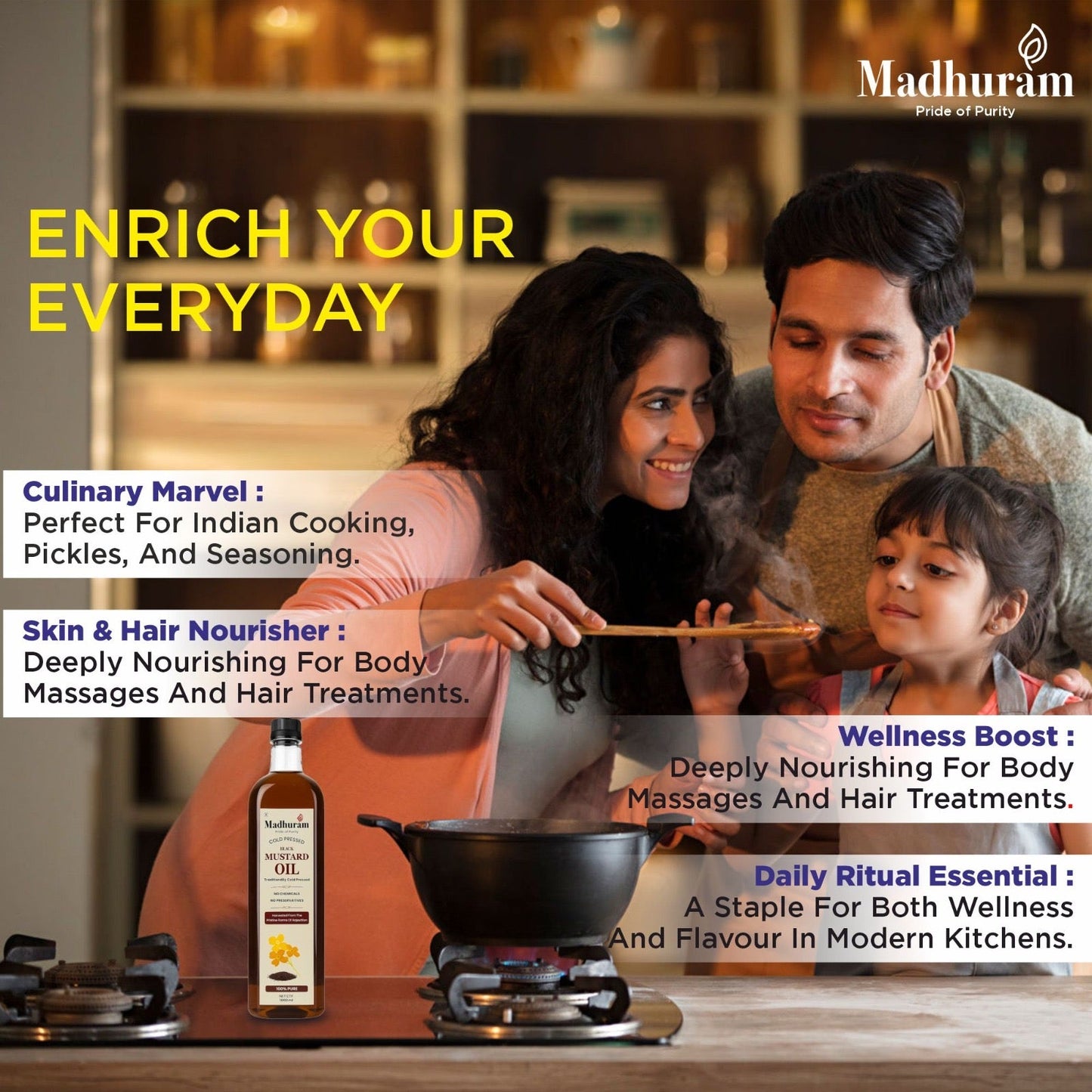 Cold Pressed Black Mustard Oil - MADHURAM