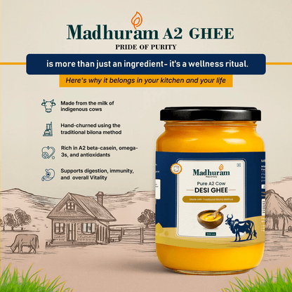 A2 Pure Desi Cow Ghee & Black Mustard Oil Combo - MADHURAM