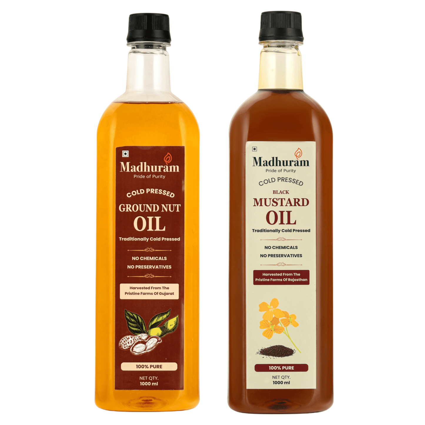 Cold Pressed Black Mustard & Groundnut Oil Combo - MADHURAM